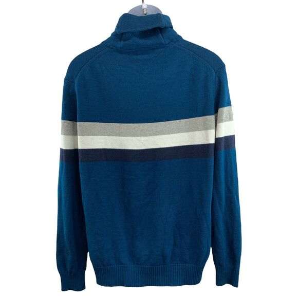 Mens Tommy Hilfiger Sweater XL Cotton Blue Collared Heavy Pullover Long Sleeve - Picture 2 of 11
